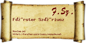 Fürster Szíriusz névjegykártya